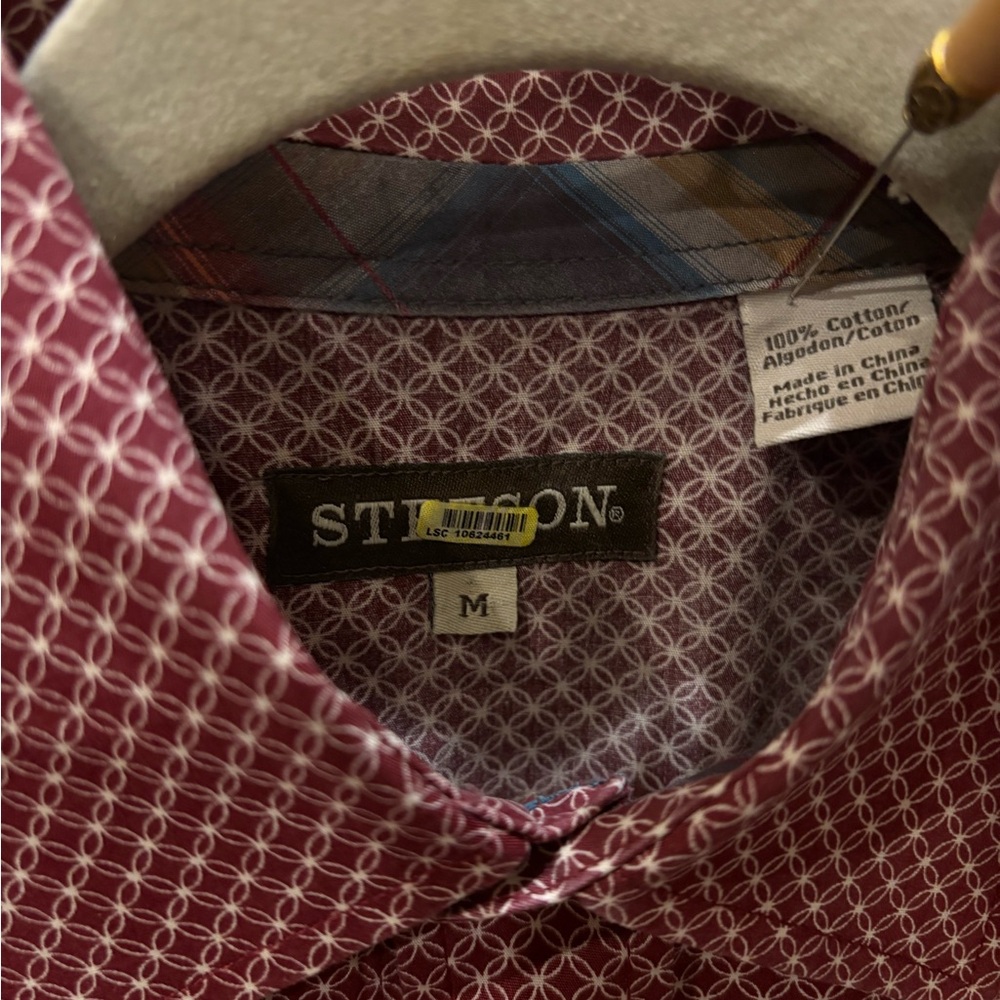 Stetson Men's Maroon Geometric Shirt